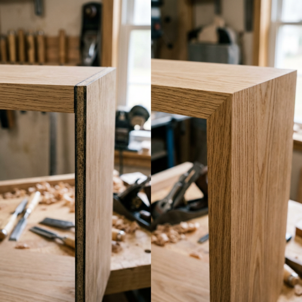 V-cut 折角工法 vs 傳統拼接斷面